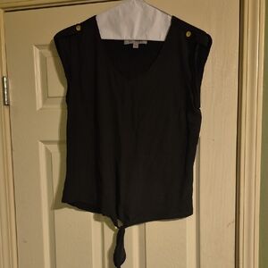 Black Sleeveless Top with Gold Buttons